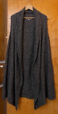 FLAX Linen Vest Boho Long Open Front Lagenlook Duster Sleeveless Cardigan Sz S - Image 1 of 4