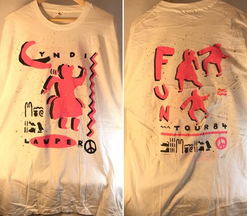 Remake Cyndi Lauper Fun Tour 84 2 sided White T shirt Classic tee NH22036 - Image 1 of 1