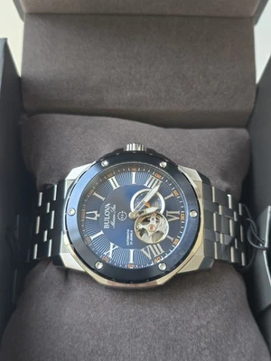 Bulova Marine Star 98A302 Analog Watch Mens Silver Blue Stainless Steel Bracelet - Image 1 of 4