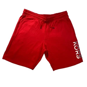 Michael Kors Y2K Sweatshorts Herren M rot Logo Fleece elastischer Bund sportlich neu mit Etikett - Bild 1 von 4