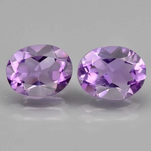 Pair 2pcs/3.50ct t.w VS-VVS Oval Natural Unheated Purple Amethyst, Gemstone - Picture 1 of 4