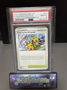 Pokemon Card Champions Festival S-P Promo Indonesian 2022 Worlds PSA 10 GEM MINT - Picture 1 of 2