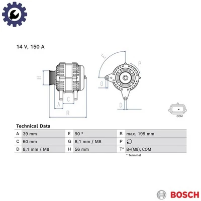 ALTERNATOR 0 986 084 070 FOR RENAULT SCENIC/GRAND/IV KADJAR TALISMAN/Sport 1.5L - Image 1 of 4