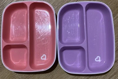 Munchkin Baby 2-Pack Non-Slip Plates - Purple And Pink - Image 1 of 4