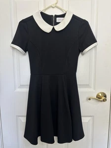 Gypsy Warrior Black and White Collared Mini Dress Size XS Wednesday Adams - Picture 1 of 6