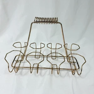Vintage Mid-Century Modern Glass Caddy Rack Atomic 50s Gold Tone Barware Bar - Picture 1 of 6
