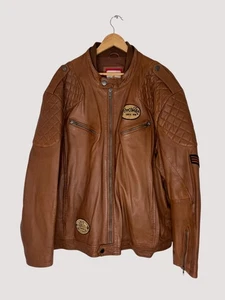 Chaqueta Joe Browns Cuero Tostado Estilo Café Corredor Motocicleta/Motero Hombres 2XL 52/54 - Imagen 1 de 13