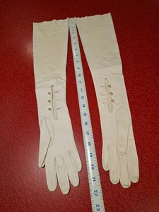 True Vintage Mid Century 50er 60er volle Länge 22" Kidskin Leder Opernhandschuhe 6 1/2 - Bild 1 von 16