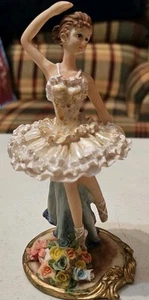 Vintage White And Glitter Resin Ballerina Figurine - Picture 1 of 5