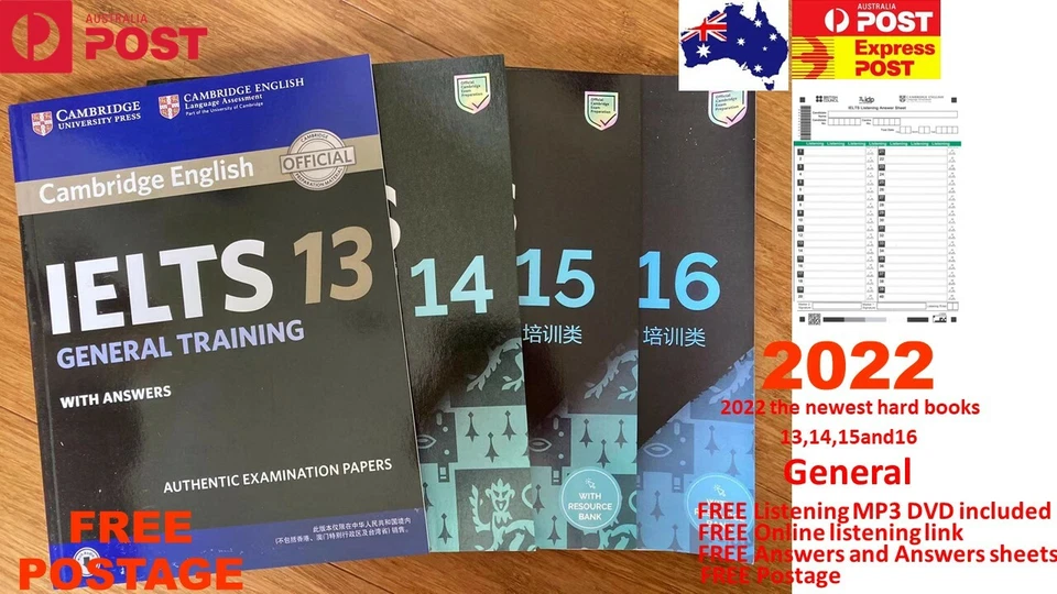 FREE EXPRESS AusPost Cambridge IELTS general books 13,14,15,16 hard books/DVD - Image 1 of 1