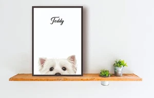 West Highland Terrier personalised print poster wall art peeper gift present - Picture 1 of 1