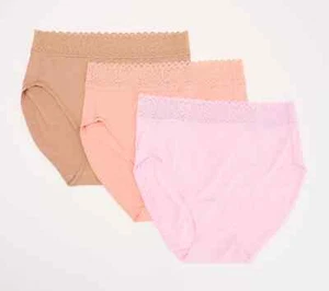 Breezies Set of 3 Micro Lace Hi-Cut Panties Pink Diamond Size 1X A628160 - Picture 1 of 2