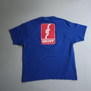 Vintage DKNY Tech Equipment T Shirt Large Blue USA 90s - Picture 1 of 5