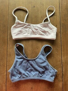 Set of 2 Fruit of the Loom Girls Sports Bras Navy Blue and Light Pink Size 30 - Picture 1 of 4