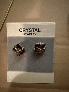 Crystal Jewelry Faux Crystal Stud Earrings Ruby - Picture 1 of 1