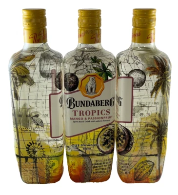 3 x Bundaberg Rum Tropics Mango Passionfruit Yellow 2017 Completes The Picture - image 1 of 4