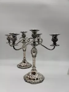 Juego de 2 candelabros de 3 luces International Silver Countess Silver Plate - Imagen 1 de 8
