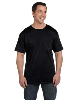 Hanes Mens Pocket T-Shirt 100% Heavy Cotton 6.1 oz Beefy Tee S-XL 5190P - Image 1 of 2