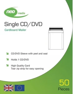 50 x NEO MEDIA CD DVD Card Mailer Envelopes with Peel and Seal - High Quality - Picture 1 of 3