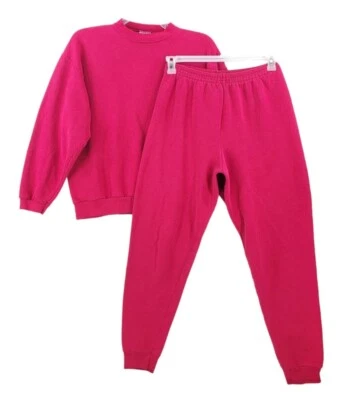 Tultex Track Suit Warmup Jogger 2-Pc Sweatshirt Sweatpants Men L Red USA Vtg Y2K - Image 1 of 4