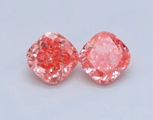 0.80 Pink CUSHION Pair VS1 IGI Certified Lab Grown CVD Diamond Best for Earring - Picture 1 of 9