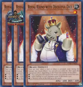 Yugioh! 3x Royal Rhino con dados engañosos PHNI-EN036 común 1a edición casi nuevo - Imagen 1 de 1