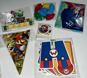 Super Mario Happy Birthday Banners Balloon Cupcakes Topper And More - Picture 1 of 13