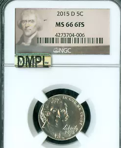 2015 D JEFFERSON NICKEL NGC MS66 FS PQ MAC DMPL & SPOTLESS . - Picture 1 of 2