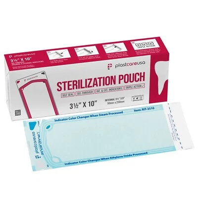 HOUSE BRAND 3.5" x 10" Self-Sealing Sterilization Pouches for Autoclave (Choose Quantity)