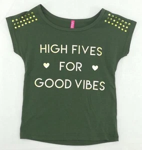 Cute 4 U Top Girls Size Small 4 Olive Green Short Sleeve Casual Top T Shirt Tee - Picture 1 of 12