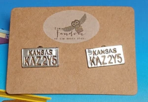 Supernatural TV Series Gold Tone Kansas KAZ2Y5 License Plate Earrings - Picture 1 of 5