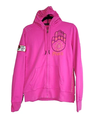 Vintage Y2K LUCKY BRAND Womens Medium Full Zip Hoodie Embroidered Sweatshirt  - Image 1 of 4