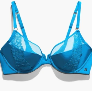 Savage X Fenty BH 44DD Not Sorry Mikrofaser Spitze Halbschale Wildblumenblau Neu mit Etikett - Bild 1 von 9