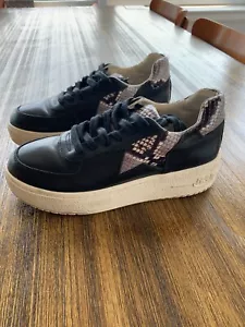 ASH Fool Black STAR Snake Print Trimmed Leather Platform Sneakers Size Eur 38 - Bild 1 von 10