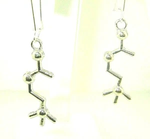 New Bio Chemistry Molecule ACETYLCHOLINE Silver-tone Drop Dangle Earrings 2"Long - Picture 1 of 3