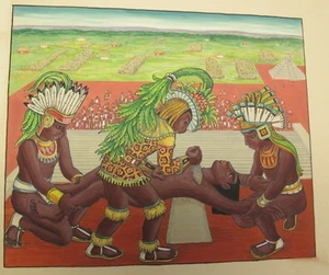 Unique & Original ETHEL SPEARS Watercolor Painting of Aztecs,  circa 1940s - Picture 1 of 9