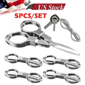 Mini Handy 5PCS Folding Scissors Stainless Steel Travel Pocket Multi User EDC - Picture 1 of 6