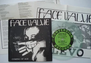 Punk FACE VALUE Coming Of Age VG+ CONVERSION clear vinyl '90 EP 45 w/insert KBD - Picture 1 of 4