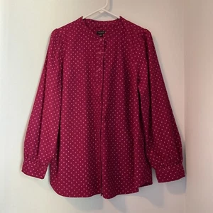 Talbots Burgundy Floral Print Button- Up Shirt Women's Corduroy Size XL - Picture 1 of 16