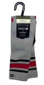 Stance Kid's Boyd Snow OTC Socks 1 Pair Kids Y 3-5.5 Gray Red w Logo Wool Blend - Picture 1 of 11