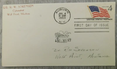 First Day Of Issue July 4 1959 Auburn NY Flag USA Vintage Stamp Envelope Cover - Image 1 of 4