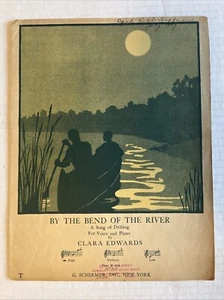 1928 Vintage Sheet Music By the Bend of the River by Clara Edwards Voice Piano - Picture 1 of 8