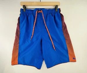 Pantalones cortos baúles de natación forrados con patrón de red azul y naranja nike para hombre talla M - Imagen 1 de 5
