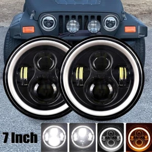 Pair 7" Inch Round LED Headlights Angle Eyes For Jeep Wrangler JK LJ TJ CJ - Bild 1 von 12