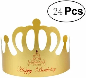 24 Golden King Crowns Gold Foil Paper Party Hat Cap Birthday Favors BABY SHOWER - Picture 1 of 3