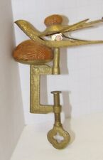 Rare Antique Victorian Brass Sewing Bird Clamp With Pin Cushions