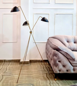 Antique Brass 1950's  Italian Design Tripod Floor Lamp Minimalist Antique finish