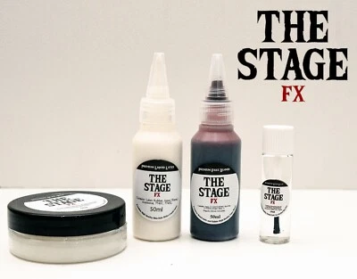 THE STAGE FX STAGE FX 50ml 4 Piece SET Scar Wax Fake Blood Liquid Latex Skin Glue Halloween