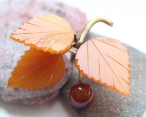 Amber Baltic Vintage Leaf Brooch 4.4 gram 波羅的海琥珀 - Picture 1 of 7