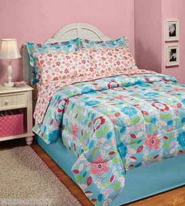 Lexie Azul Colorido Flor Floral Cama en Bolsa Edredón Sábana Set Decoración Doble - Imagen 1 de 2